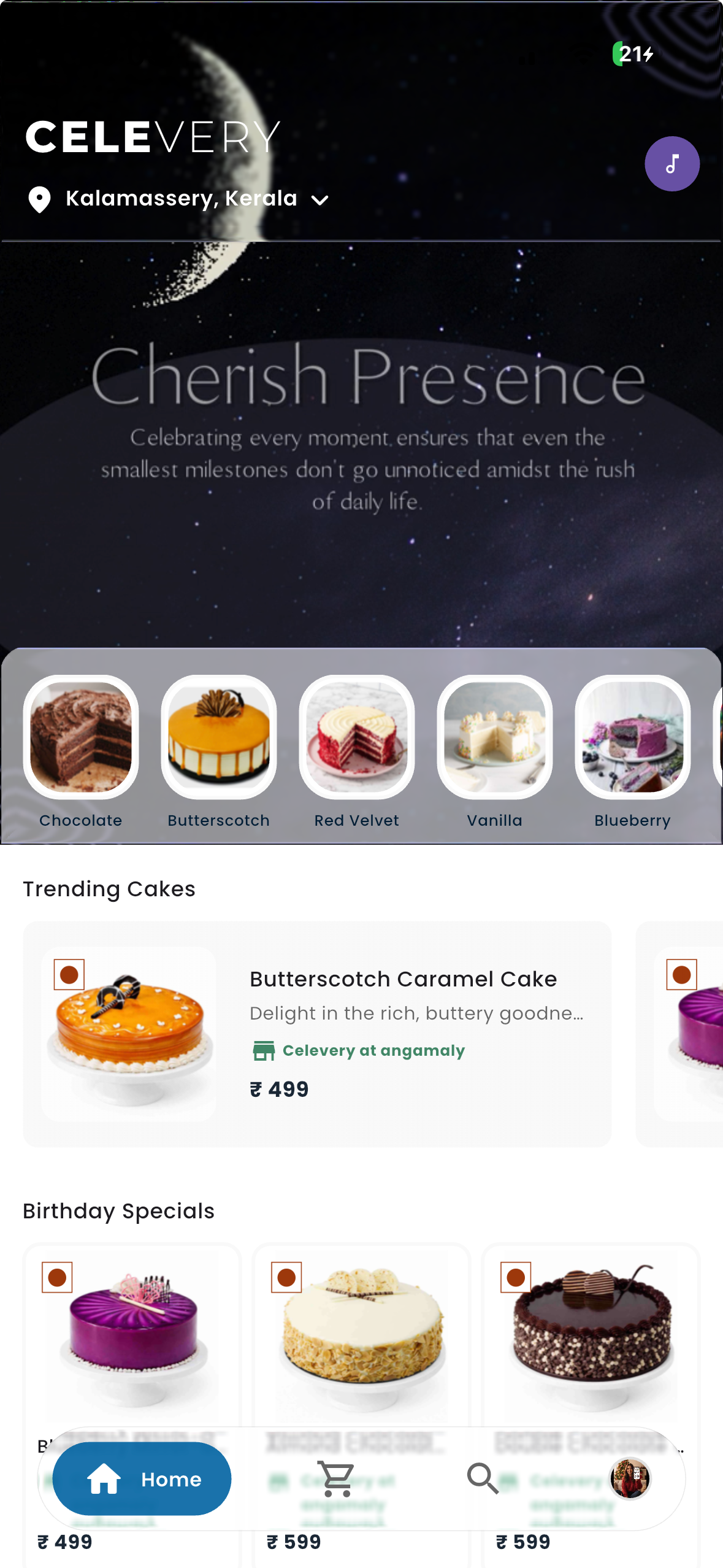 Celevery app screenshot